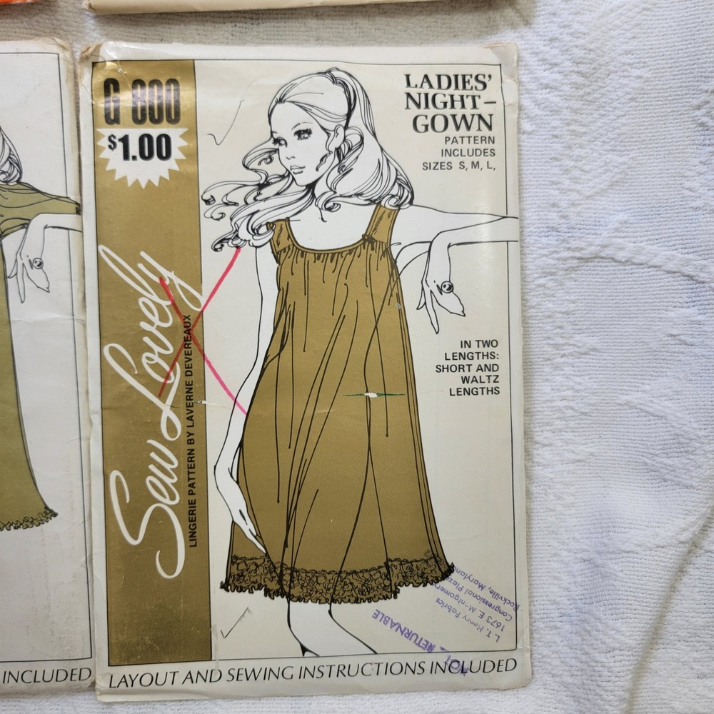 Vintage 60s 70s Sewing Patterns Lot Swimsuit Bikini Nightgown Peignoir 4pc Set - Picture 4 of 9